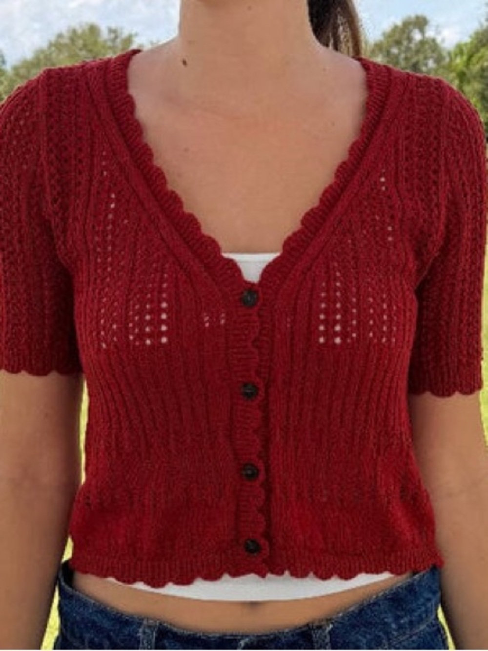 NWT Brandy Melville Ruby Red Cotton Cardigan Sweater Small New